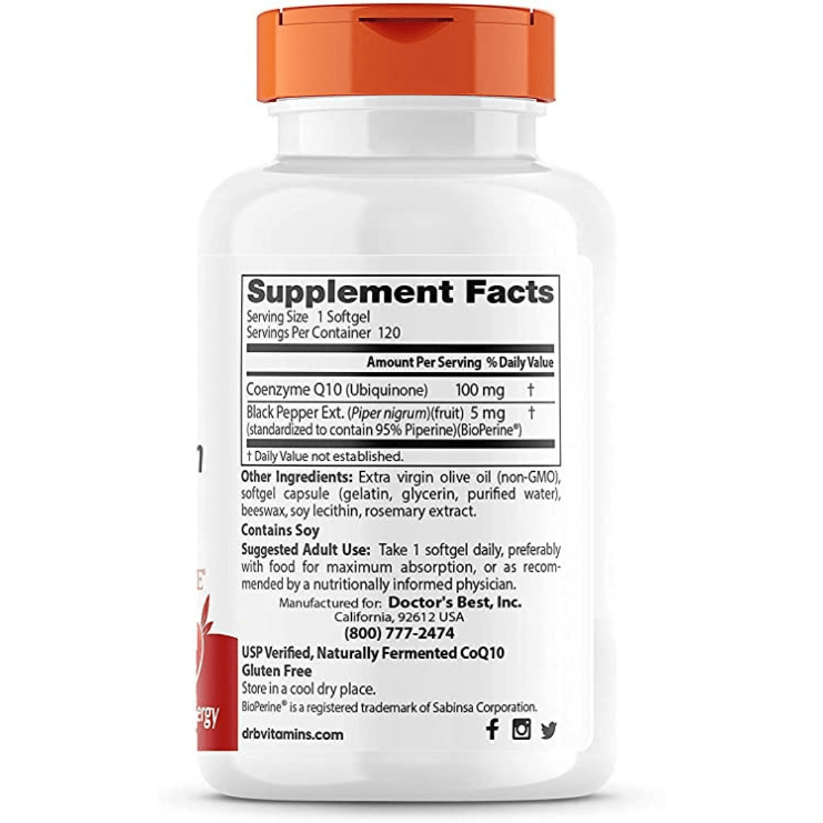 Doctor’s Best CoQ10 With Bioperine - 120 Cápsulas Blandas - Haz Tu Pedido