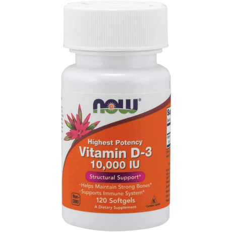 NOW Foods High Potency Vitamin D-3 10,000 UI - 120 Cápsulas Blandas - Haz Tu Pedido