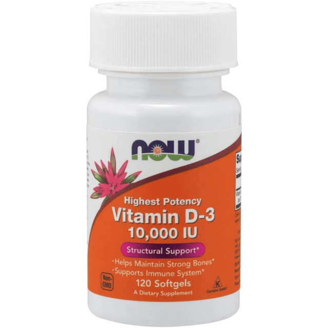 NOW Foods High Potency Vitamin D-3 10,000 UI - 120 Cápsulas Blandas - Haz Tu Pedido