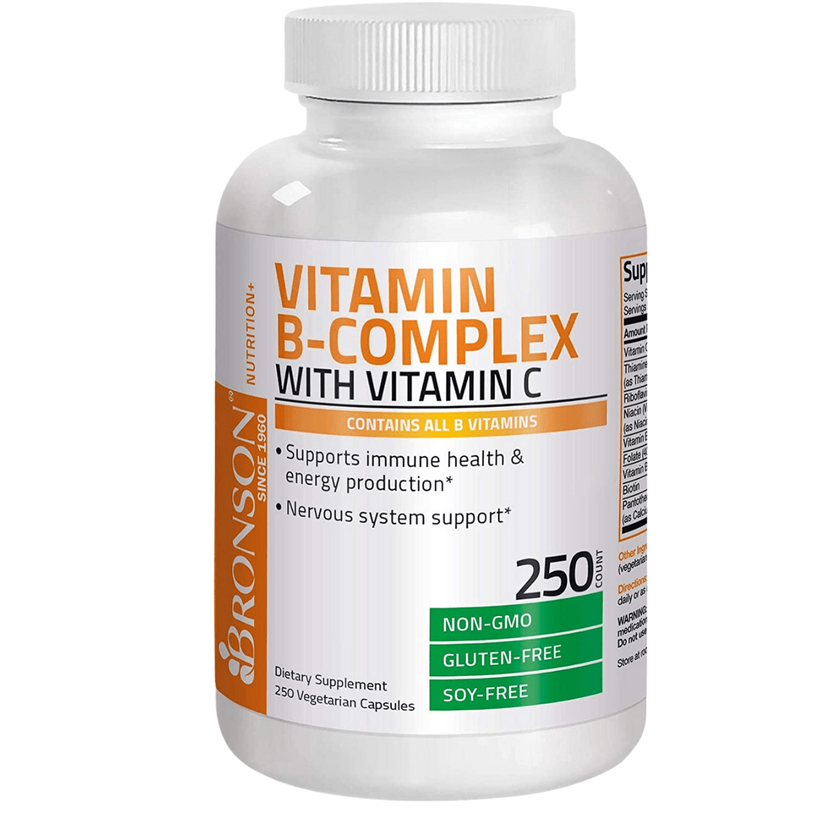 Bronson Vitamin B Complex With Vitamin C - 250 Cápsulas Vegetarianas - Haz Tu Pedido