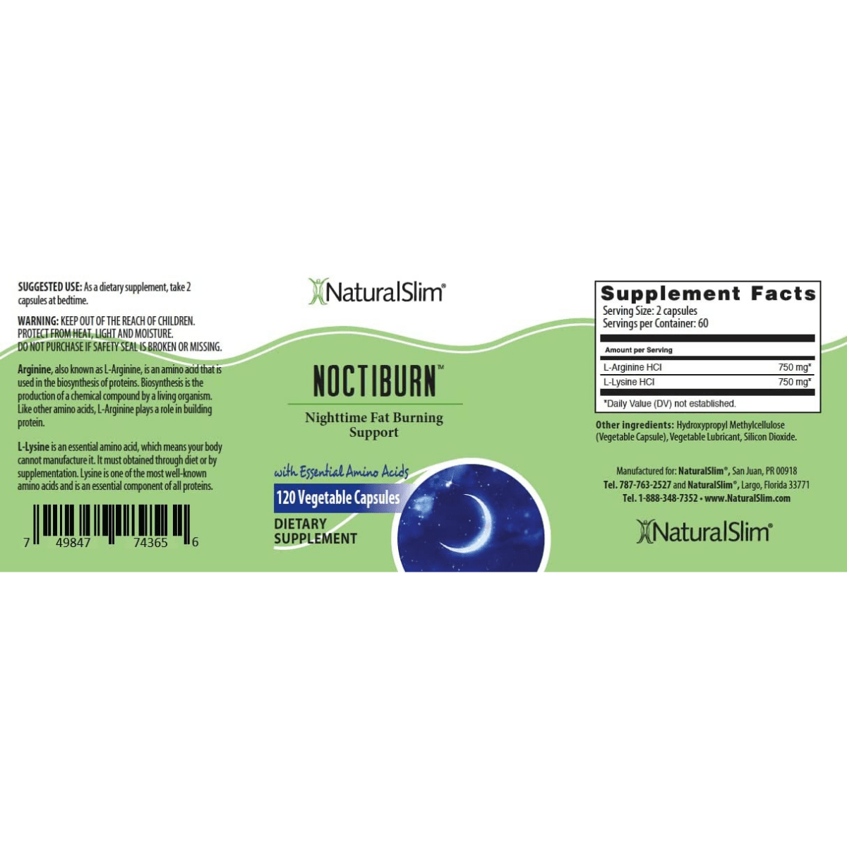 NaturalSlim NoctiBurn With Essential Amino Acids - 120 Cápsulas Vegetales - Haz Tu Pedido