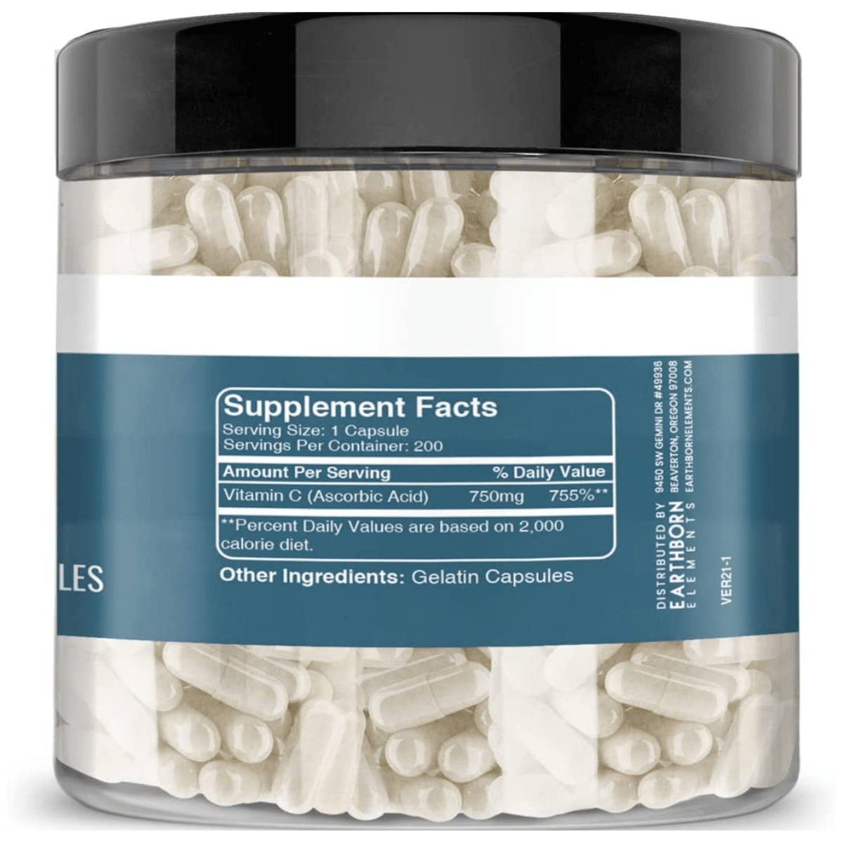 Earthborn Elements Vitamin C 750 mg - 200 Cápsulas - Haz Tu Pedido