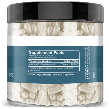 Earthborn Elements Vitamin C 750 mg - 200 Cápsulas - Haz Tu Pedido