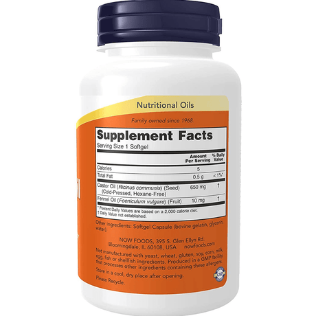 NOW Foods Castor Oil 650 mg - 120 Cápsulas Blandas - Haz Tu Pedido