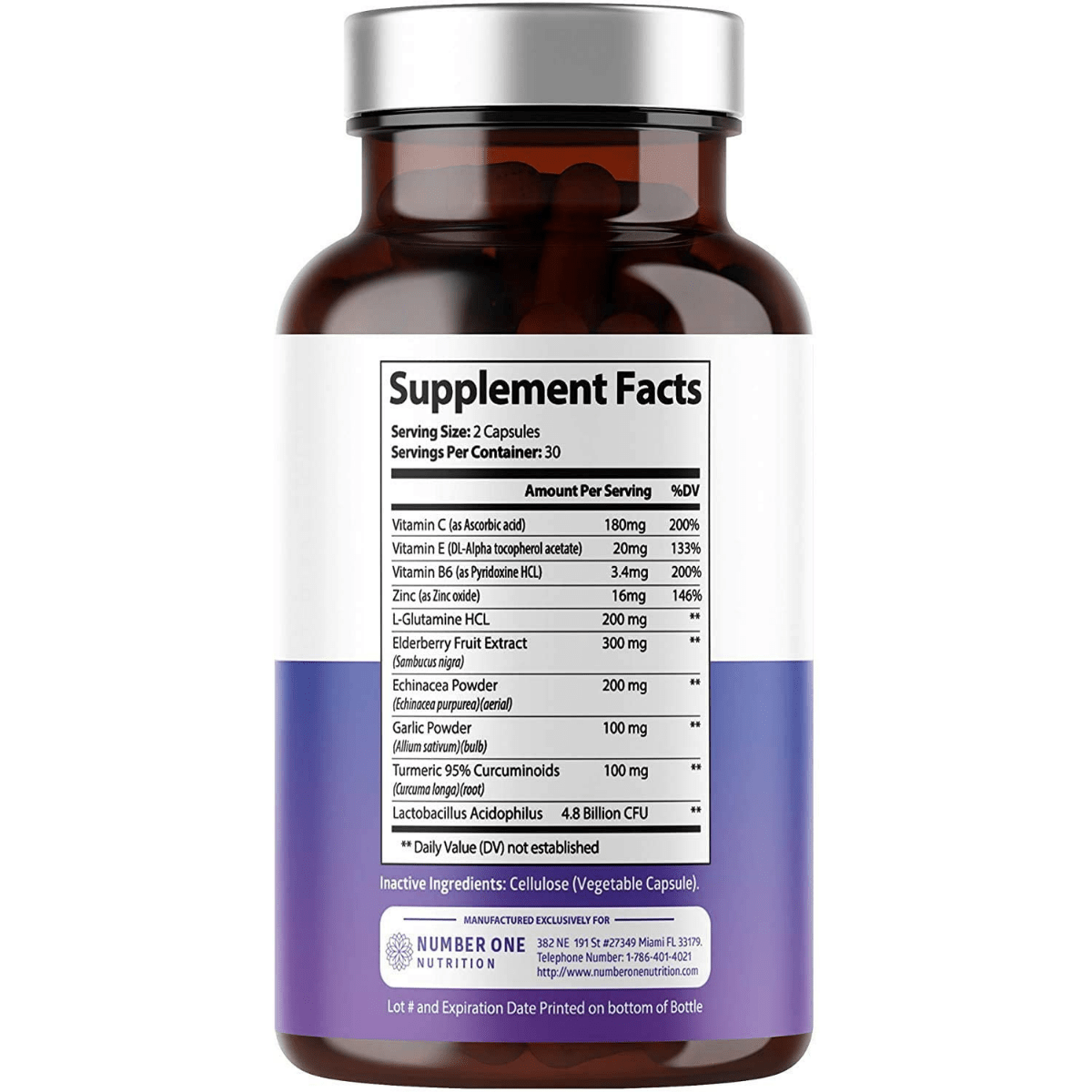 Number One Nutrition Inmune Support Elderberry - 60 Cápsulas Veganas - Haz Tu Pedido