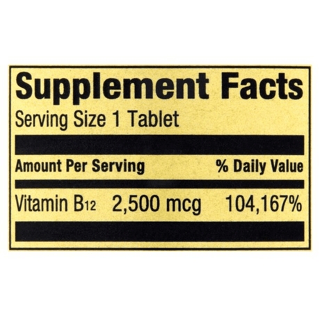 Spring Valley Vitamin B12 2500 mcg - 120 Tabletas - Haz Tu Pedido