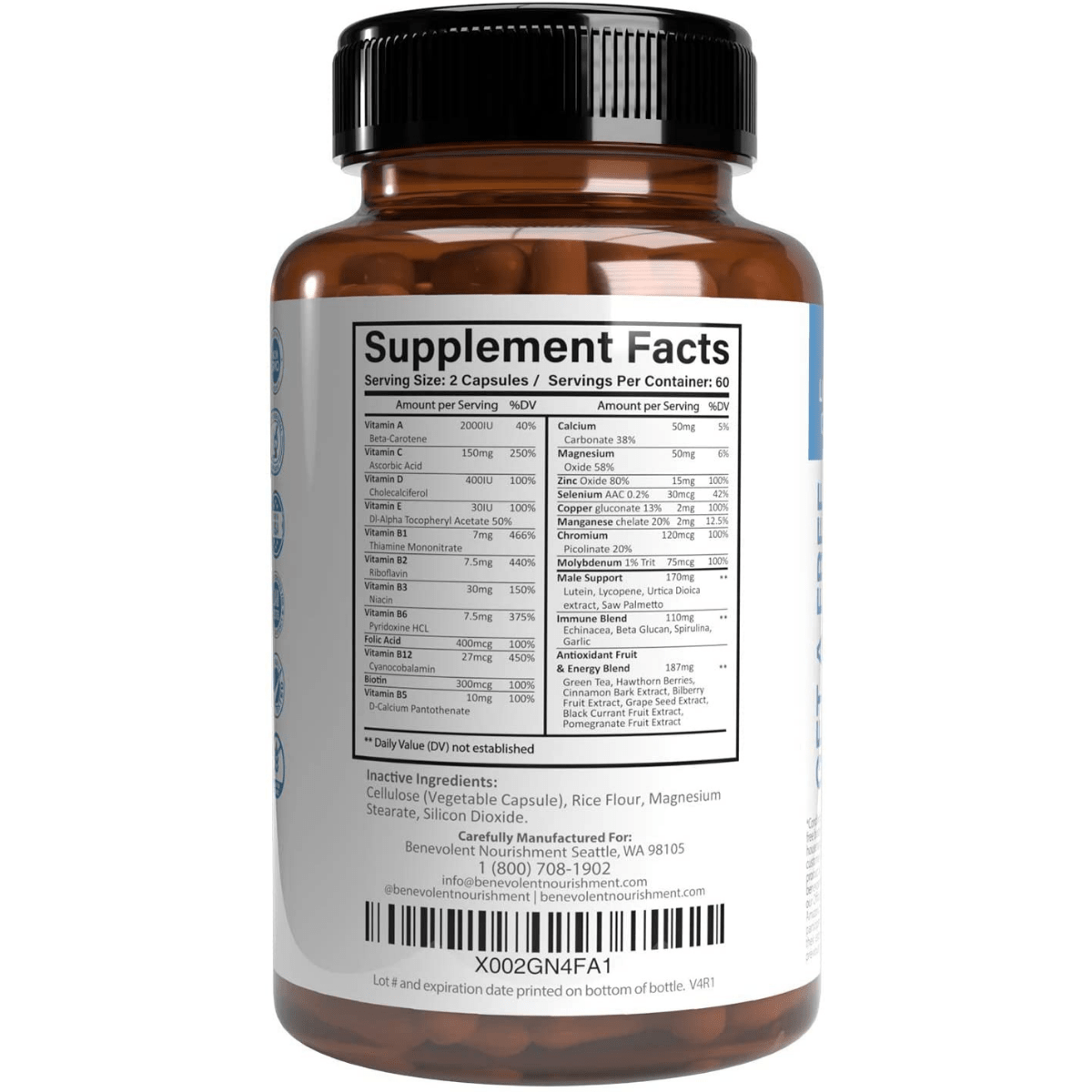 Benevolent Nourishment Advanced Multivitamin For Men - 120 Cápsulas Vegetales - Haz Tu Pedido