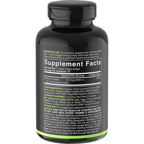 Sports Research Vitamin D3 125mcg with Coconut Oil - 60 Cápsulas Blandas Vegetales - Haz Tu Pedido