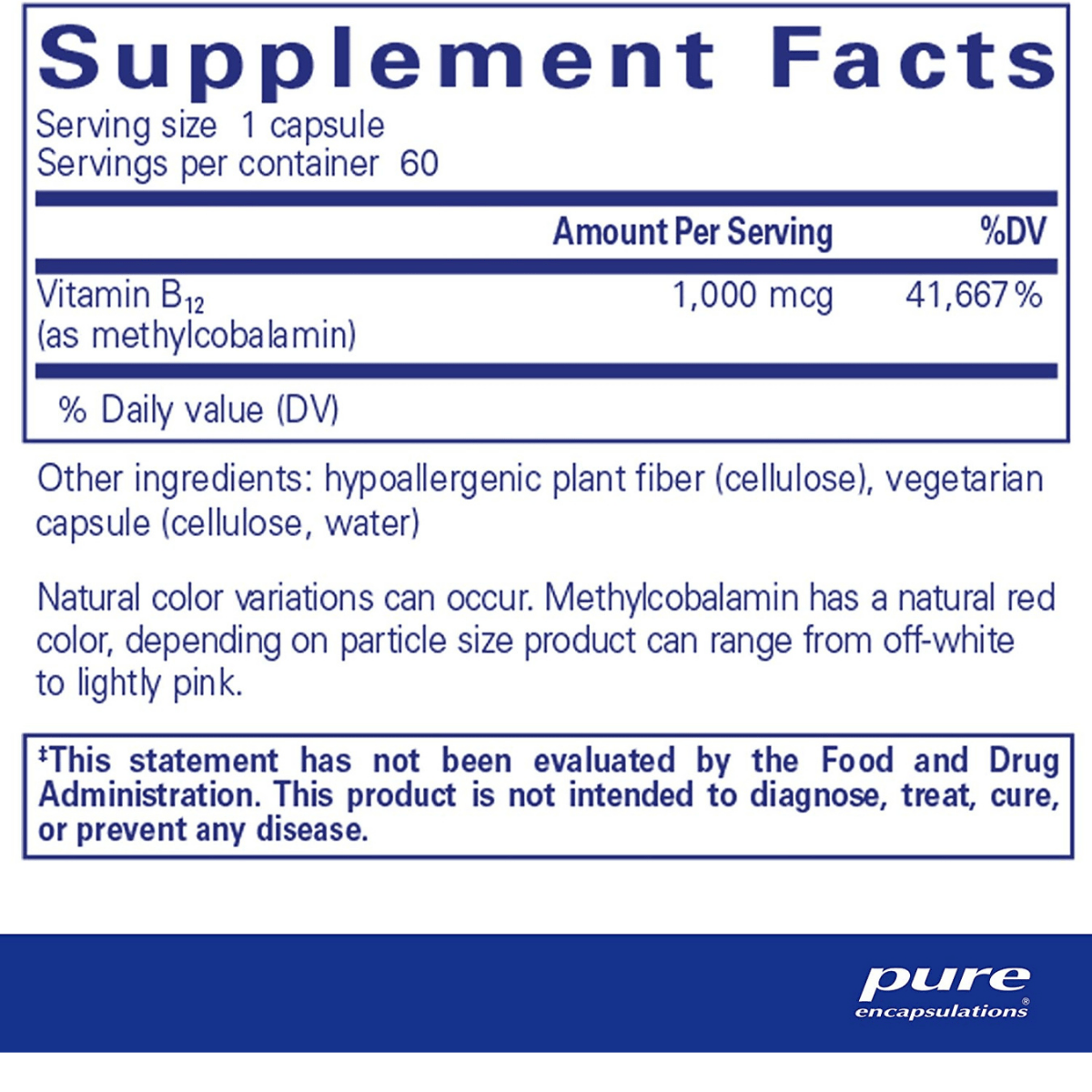 Pure Encapsulations Metilcobalamina - Haz Tu Pedido