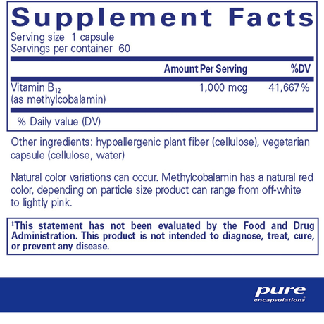 Pure Encapsulations Metilcobalamina - Haz Tu Pedido