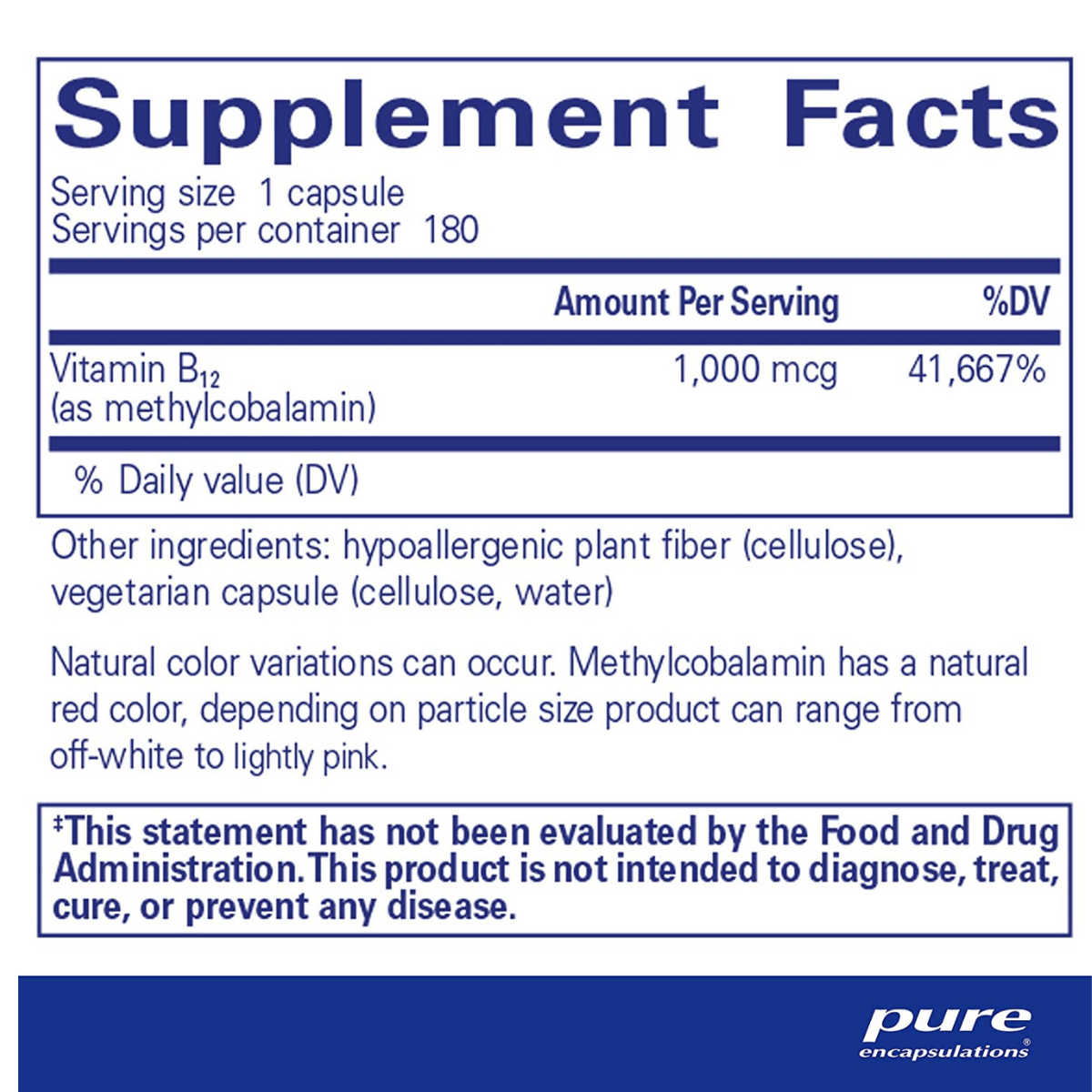 Pure Encapsulations Metilcobalamina - Haz Tu Pedido