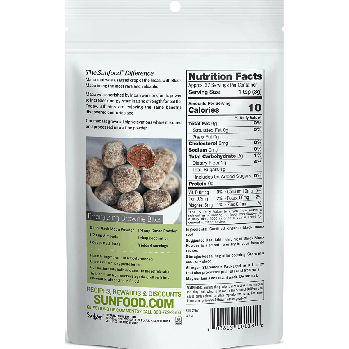 Sunfood Superfoods Black Maca - 113 g - Haz Tu Pedido