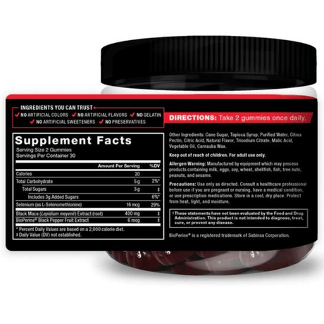 Force Factor Black Maca & Bioperine - 60 Gomitas - Haz Tu Pedido