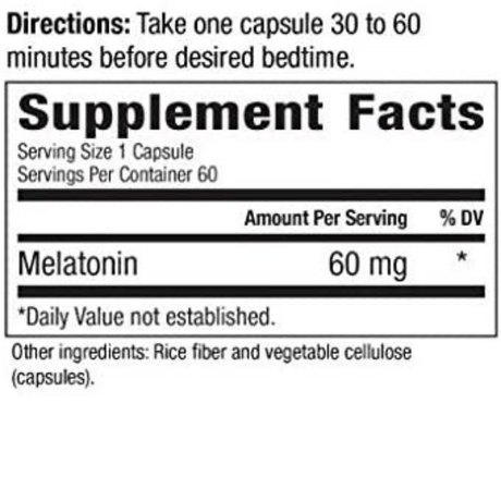Melatonina - 60 mg - 60 Cápsulas - Haz Tu Pedido