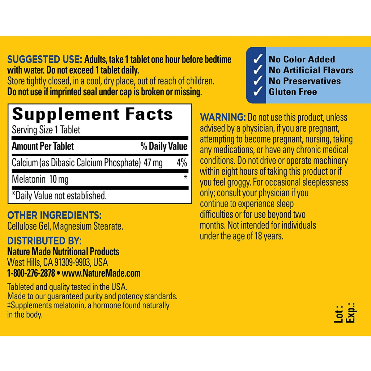 Nature Made Extra Strength Melatonin 10 mg - 70 Tabletas - Haz Tu Pedido