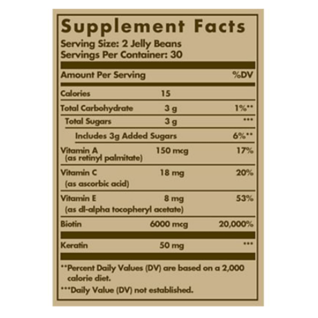 Solgar Hair, Skin & Nails 6000 mcg - Fruta Mezclada - 60 Frijolitos confitados - Haz Tu Pedido