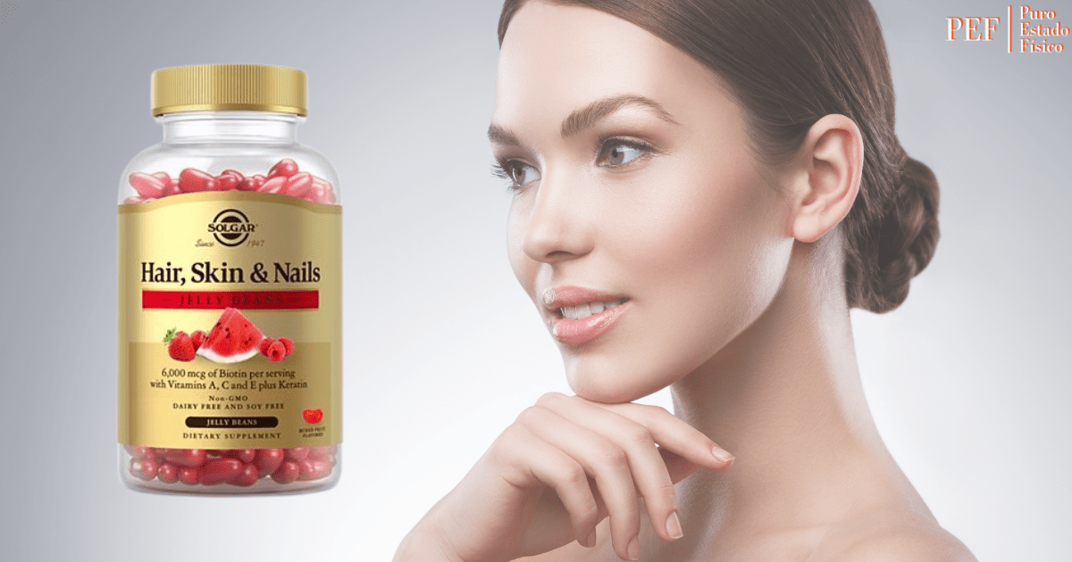 Solgar Hair, Skin & Nails 6000 mcg - Fruta Mezclada - 60 Frijolitos confitados - Haz Tu Pedido