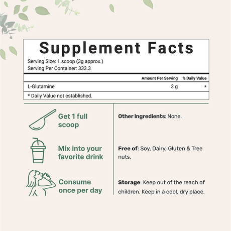 Micro Ingredients L Glutamine - 1000 g - Haz Tu Pedido
