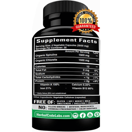 HCL Herbal Code Labs Spirulina Chlorella Organic - 120 Capsulas Vegetales - Haz Tu Pedido