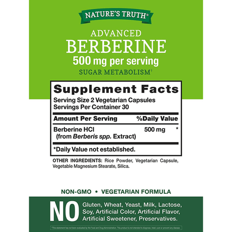 Natures Truth Berberine 500 mg - 60 Cápsulas Vegetarianas - Haz Tu Pedido