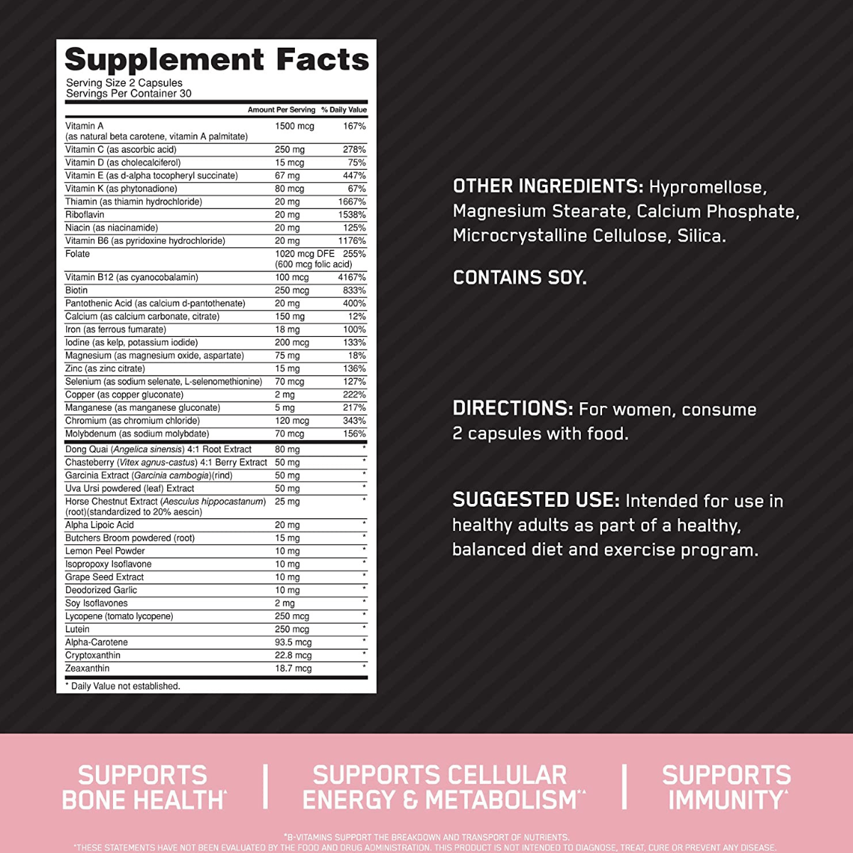 Optimum Nutrition Multivitamin For Women - Haz Tu Pedido