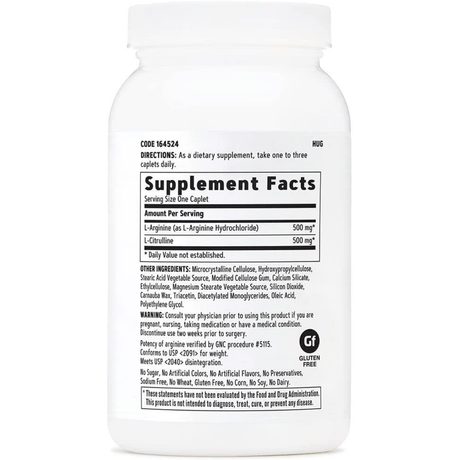 GNC L-Arginine & L-Citrulline 500 mg - 120 Comprimidos - Haz Tu Pedido