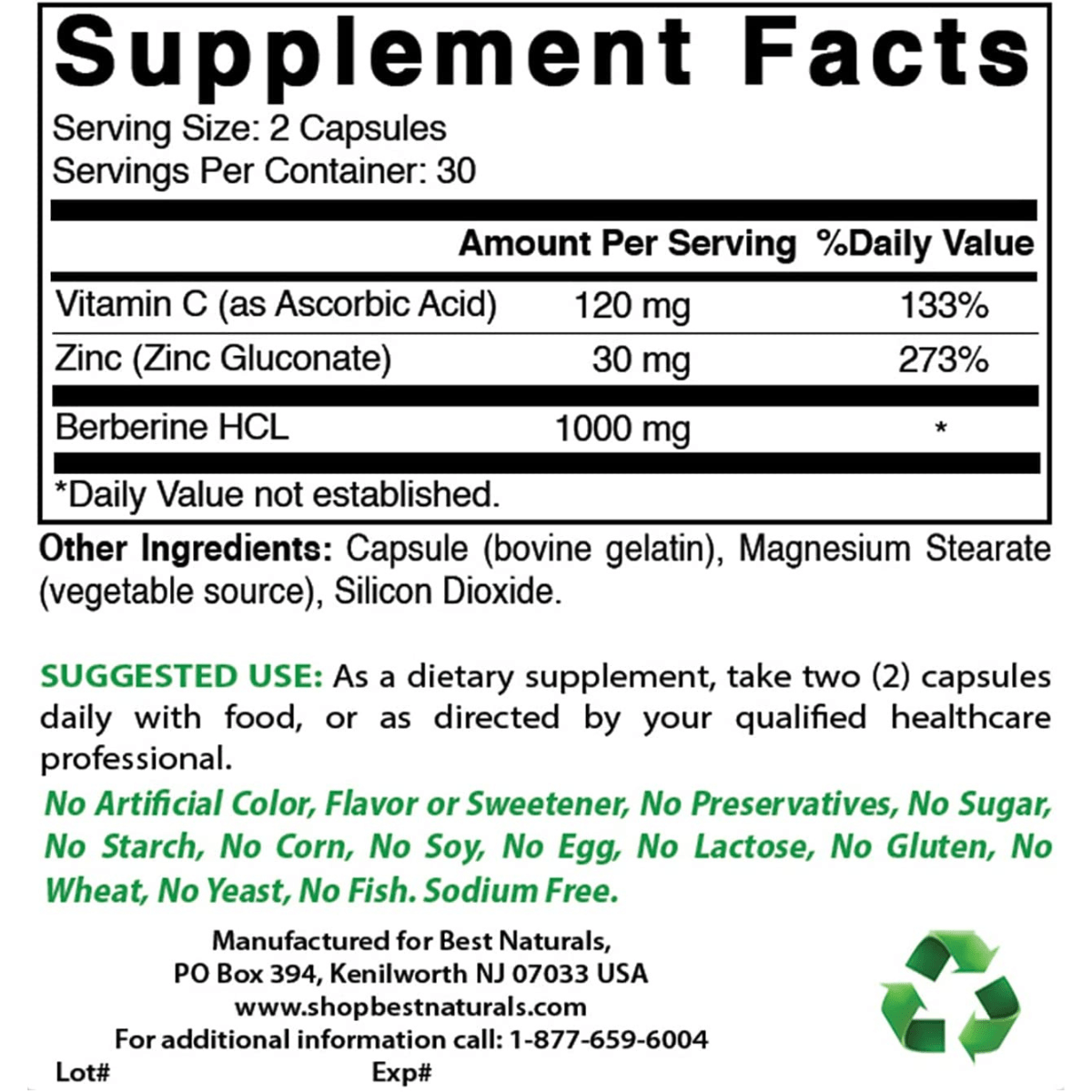 Best Naturals Berberine Plus 1000 mg - Haz Tu Pedido