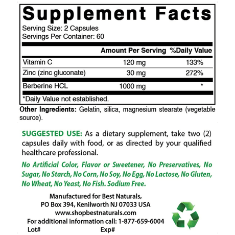 Best Naturals Berberine Plus 1000 mg - Haz Tu Pedido