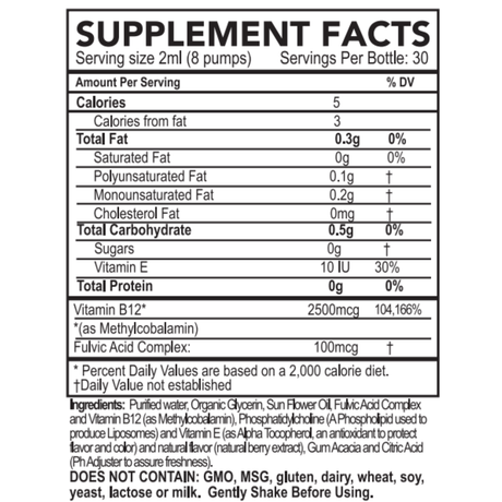 Purality Health Vitamin B12 with Fulvic Acid - 60 ml - Haz Tu Pedido