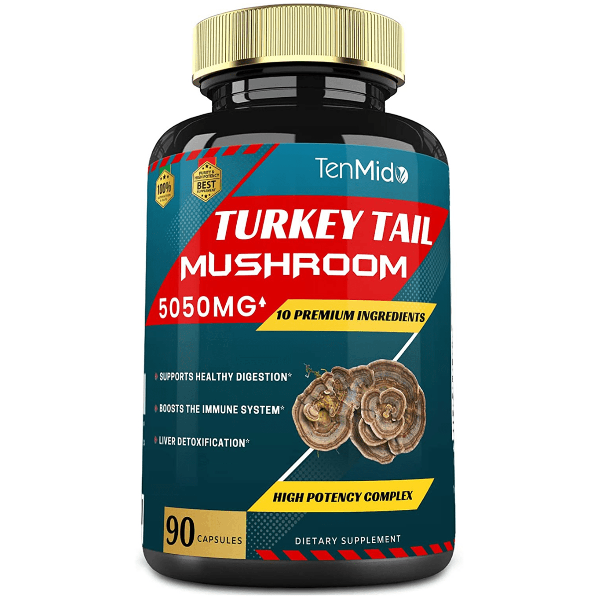 TenMido Turkey Tail Mushroom Extract 5050 mg - 90 Cápsulas - Haz Tu Pedido