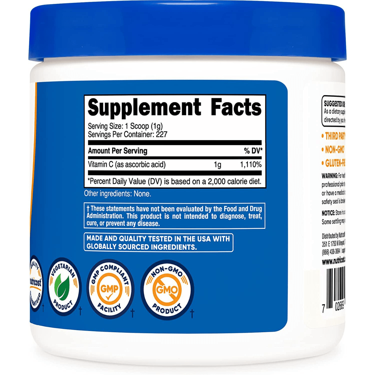 Nutricost Vitamina C - Sin Sabor - Haz Tu Pedido