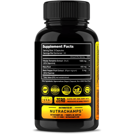 NutraChamps Tribulus - 90 Cápsulas Vegetales - Haz Tu Pedido