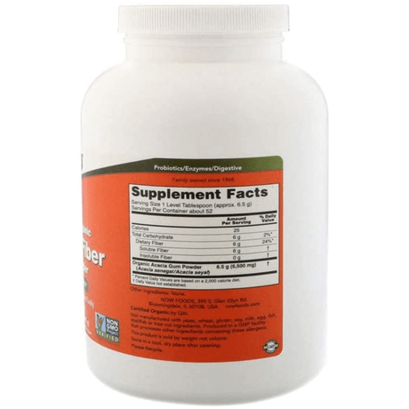 NOW Foods Acacia Fiber Organic Powder - 340 g - Haz Tu Pedido