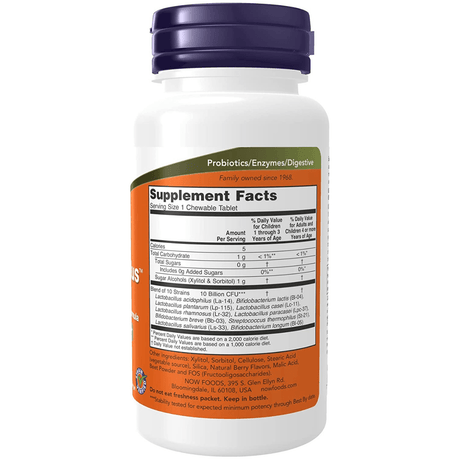 NOW Foods Extra Strength BerryDophilus 10 Billion CFU - 50 Masticables - Haz Tu Pedido