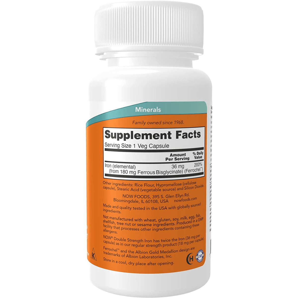 NOW Foods Iron 36 mg - 90 Cápsulas Veganas - Haz Tu Pedido