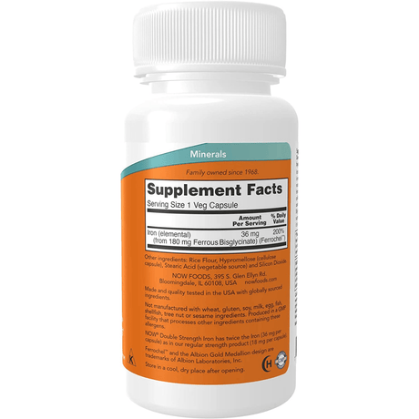 NOW Foods Iron 36 mg - 90 Cápsulas Veganas - Haz Tu Pedido