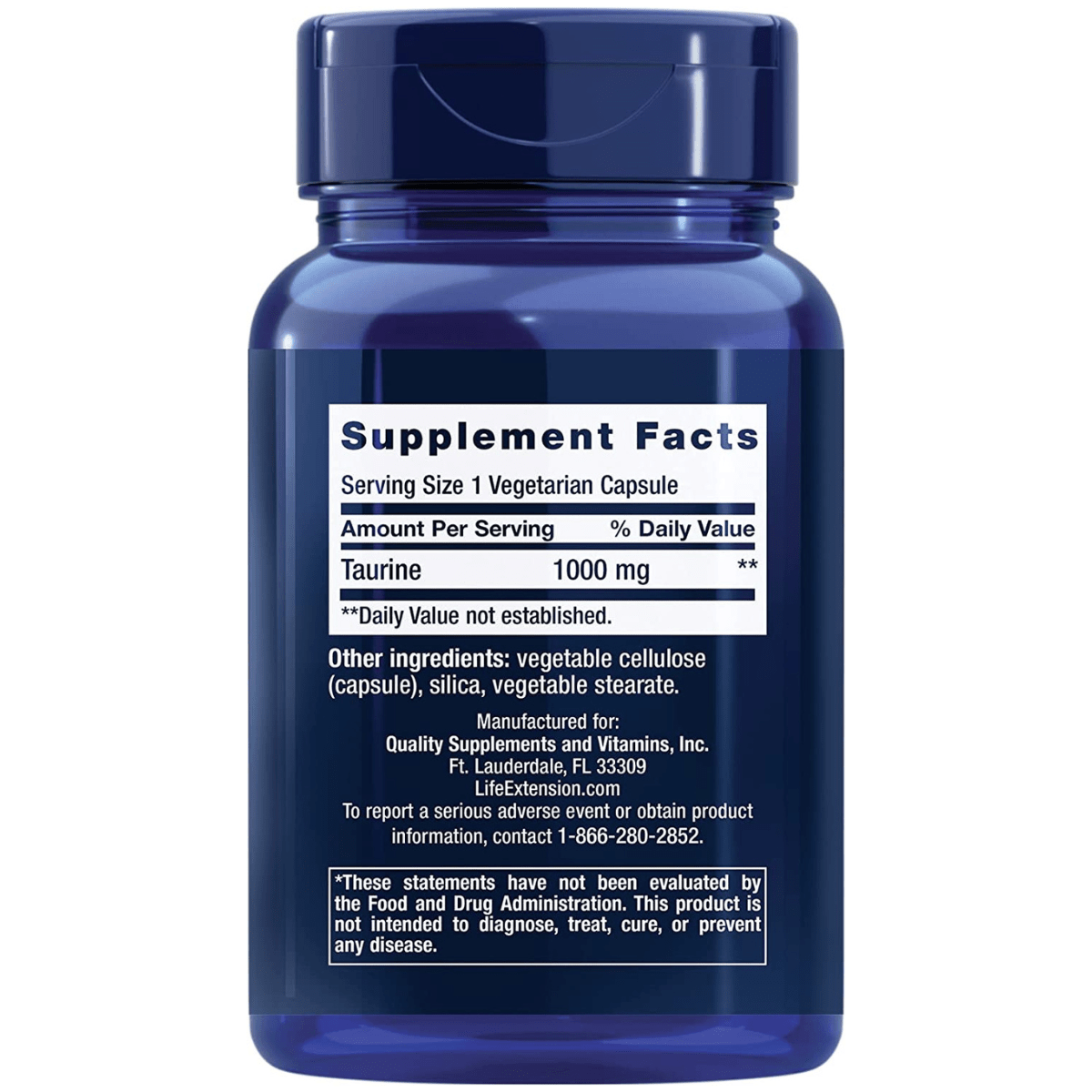 Life Extension Taurine 1000 mg - 90 Cápsulas Vegetarianas - Haz Tu Pedido
