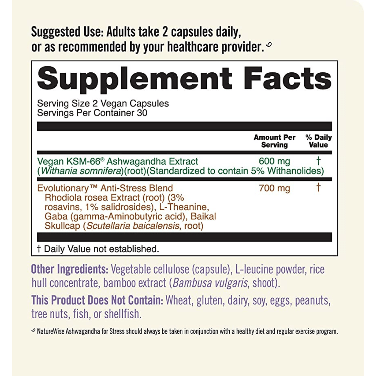 NatureWise Ashwagandha - 60 Cápsulas Veganas - Haz Tu Pedido