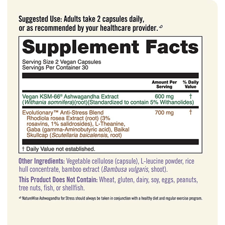 NatureWise Ashwagandha - 60 Cápsulas Veganas - Haz Tu Pedido