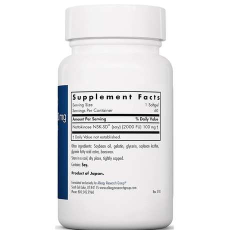 Allergy Research Group Nattokinase 100 mg - 60 Cápsulas Blandas - Haz Tu Pedido