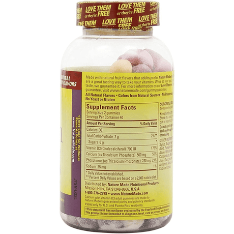 Nature Made Calcium - Cereza, Naranja y Fresa - 80 Gomitas - Haz Tu Pedido