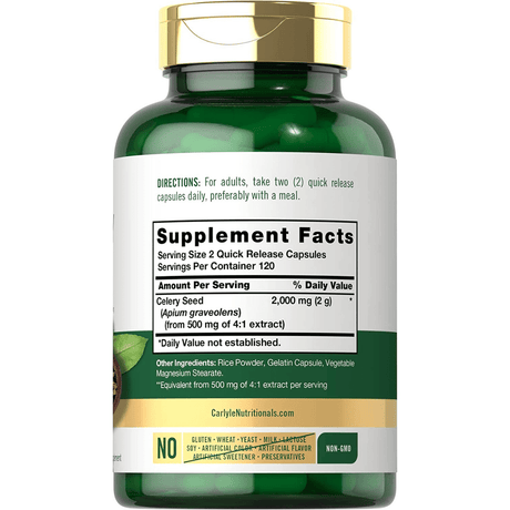 Carlyle Celery Seed Extract 2000 mg - 240 Cápsulas de Liberación Rápida - Haz Tu Pedido