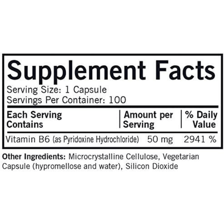 Kirkman Vitamin B-6 - 50 mg - 100 Cápsulas - Haz Tu Pedido