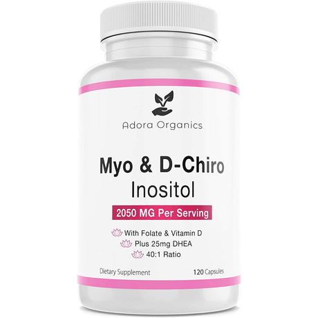 Adora Organics Myo& D-Chiro Inositol with Folate And Vitamin D - 120 Cápsulas - Haz Tu Pedido