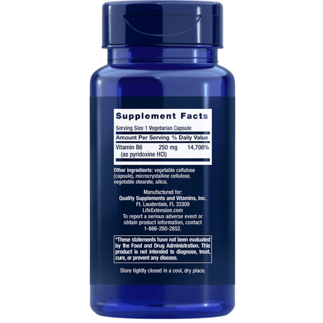 Life Extension Vitamin B6 - 250 mg - 100 Cápsulas Vegetarianas - Haz Tu Pedido