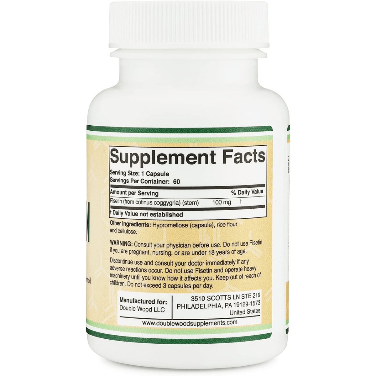 Double Wood Fisetin 100 mg - 60 Cápsulas - Haz Tu Pedido