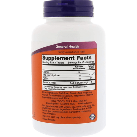 NOW Foods Brewer's Yeast - 200 Tabletas - Haz Tu Pedido