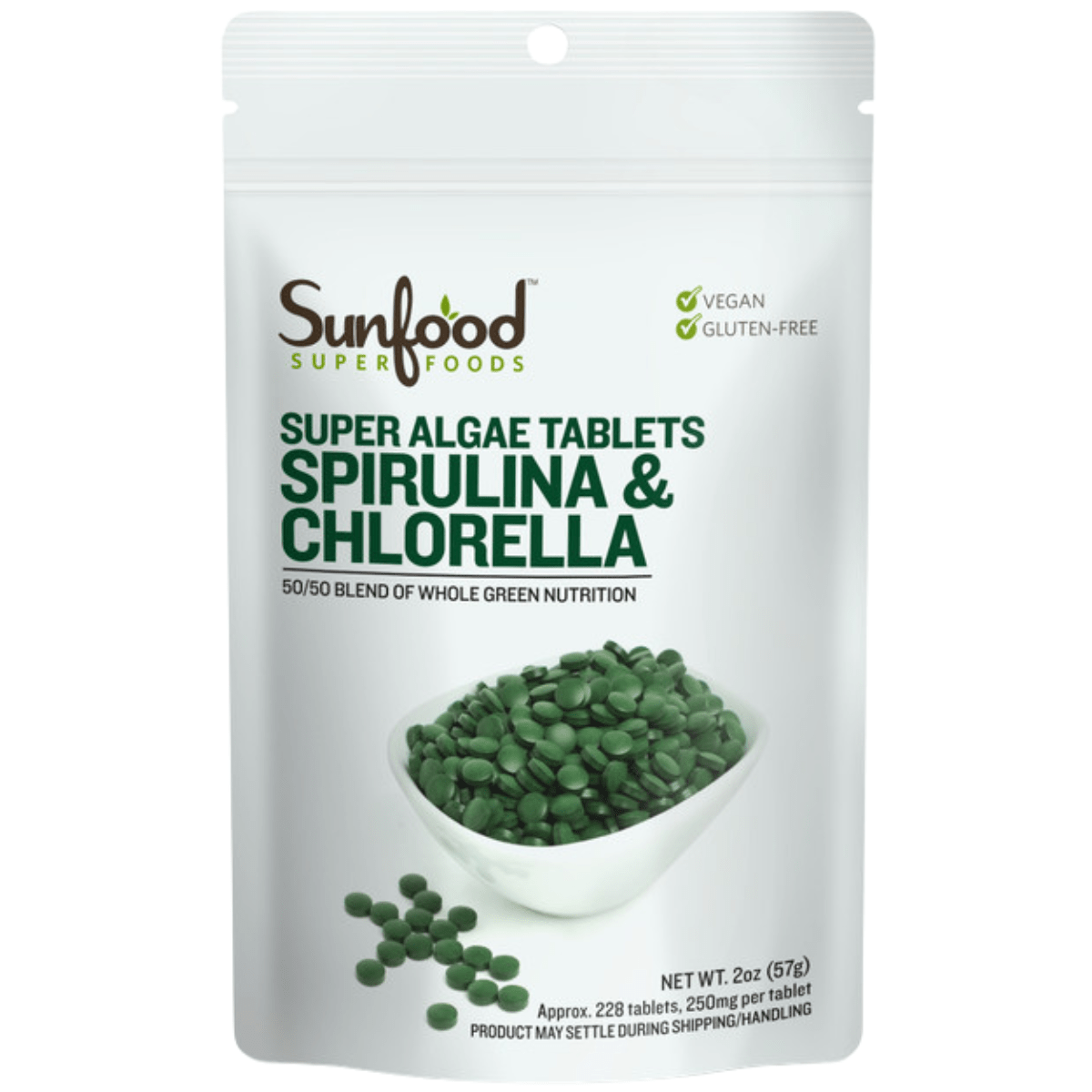 Sunfood Superfoods Spirulina Chlorella - 228 Tabletas - Haz Tu Pedido
