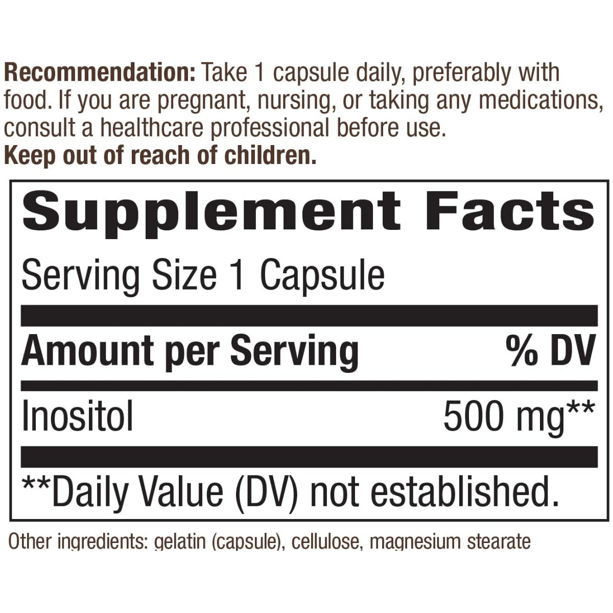 Natures Way Inositol 500 mg - 100 Cápsulas - Haz Tu Pedido