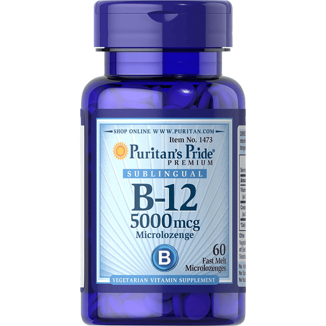 Puritans Pride Vitamin B-12 - 5000 mcg - 60 Micro Pastillas - Haz Tu Pedido